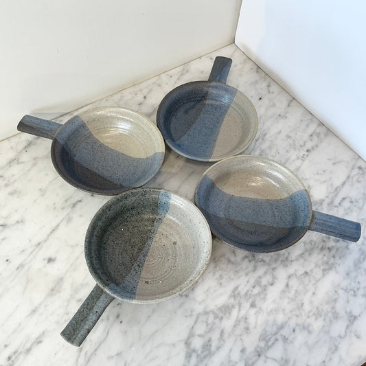 S/4 Vintage Pottery Dishes with Handles