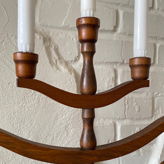 Vintage XL Wooden Candelabra, 24"