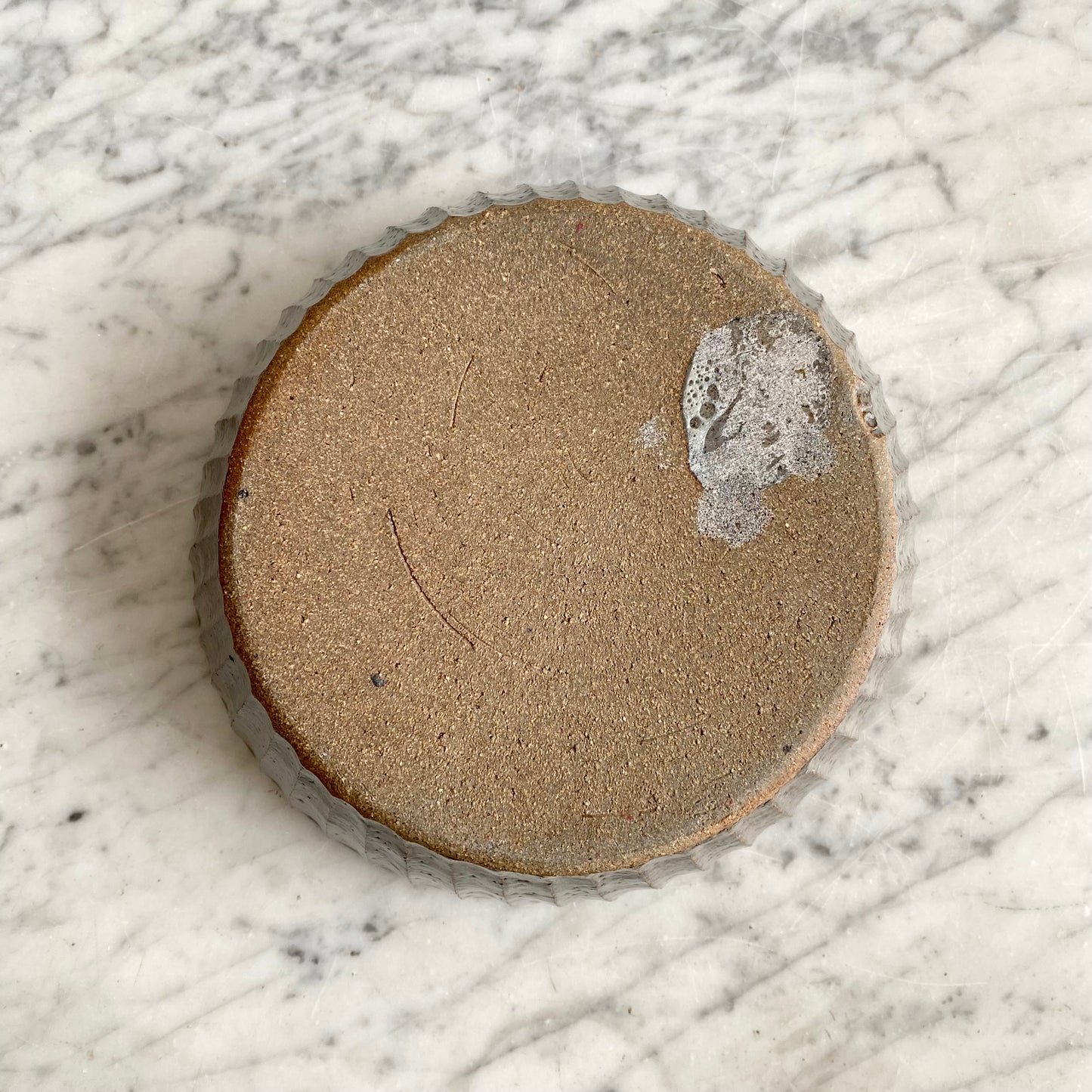 Found Ridged Pottery Bowl, 8.75"