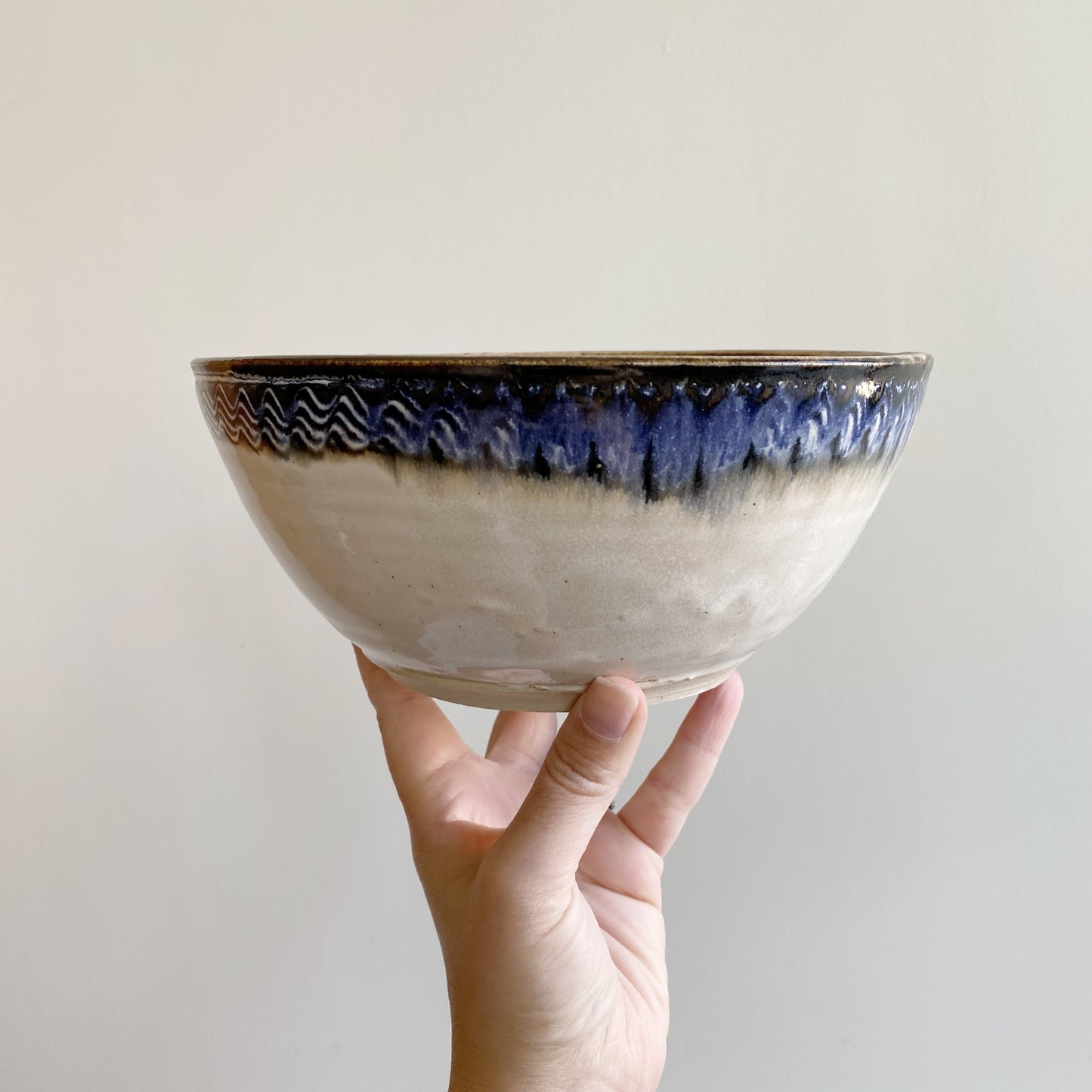 Vintage Pottery Bowl with "Wavy" Rim