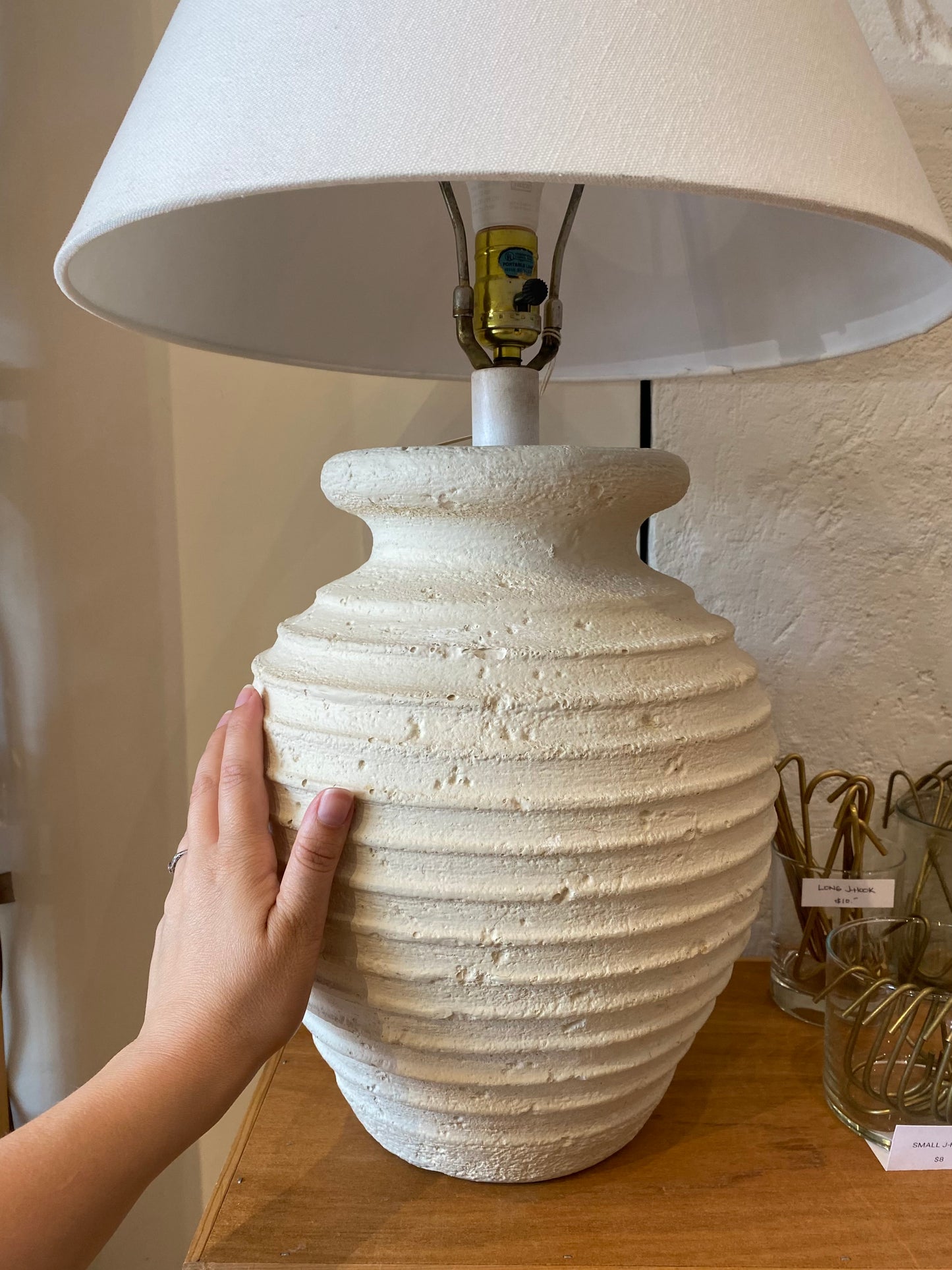 Vintage Plaster Table Lamp with Shade