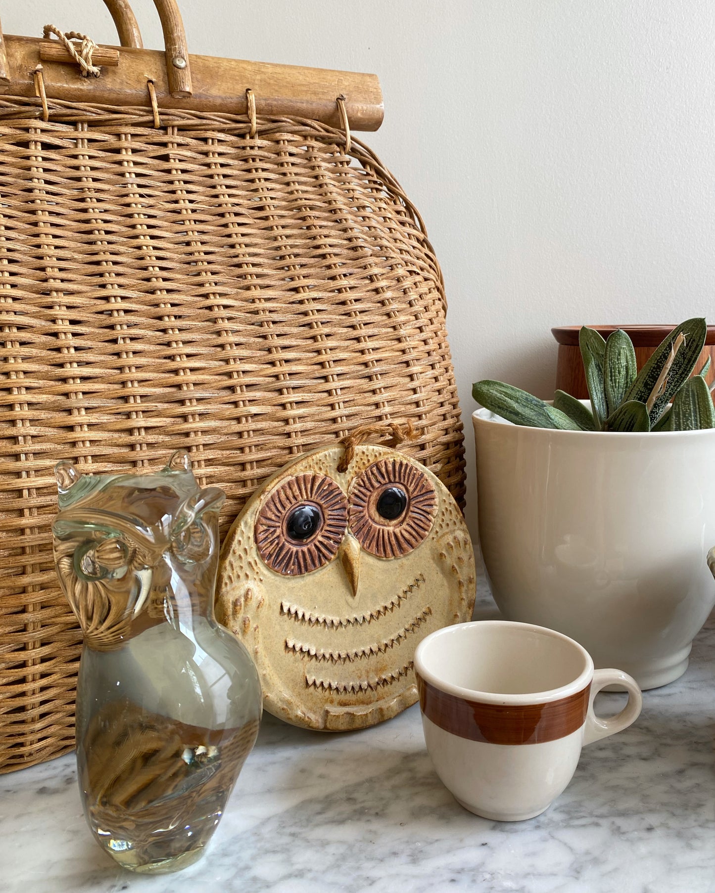 Vintage 1970's Ceramic Owl Wall Hanging