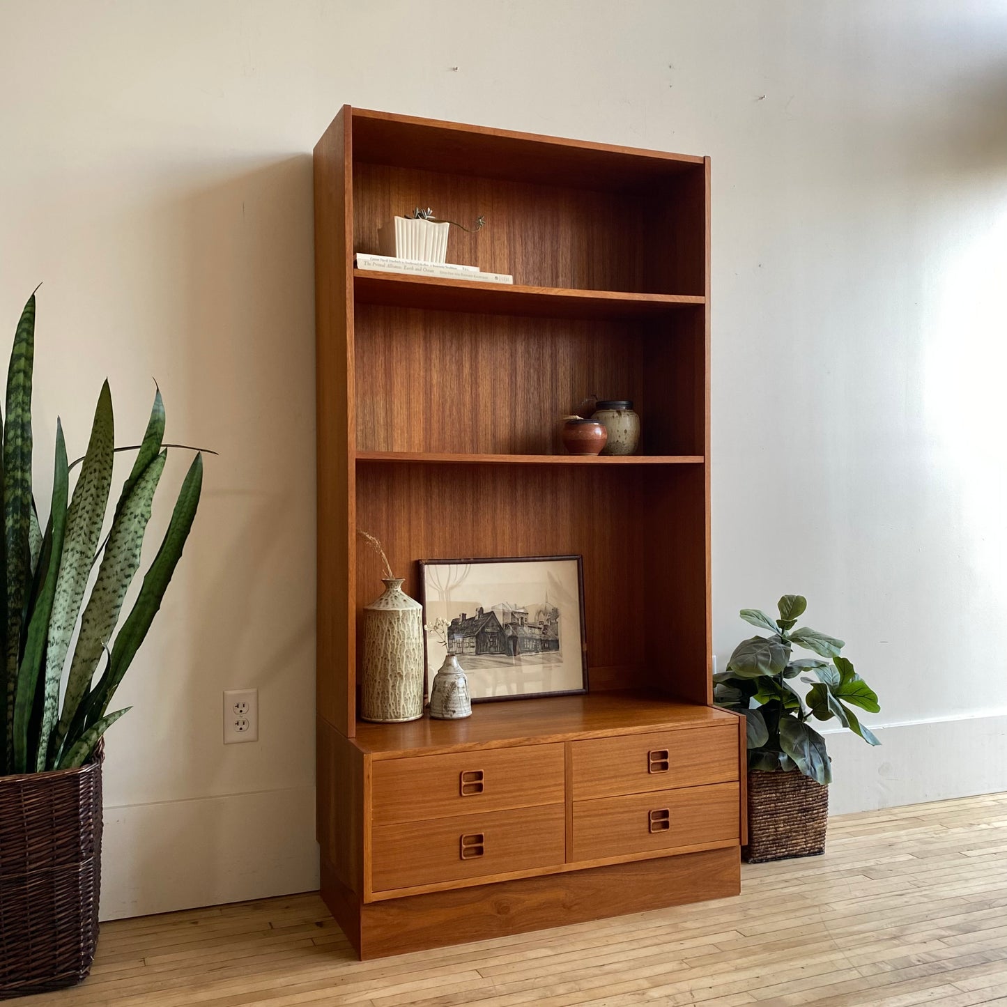 Vintage Teak Hutch with Drawers