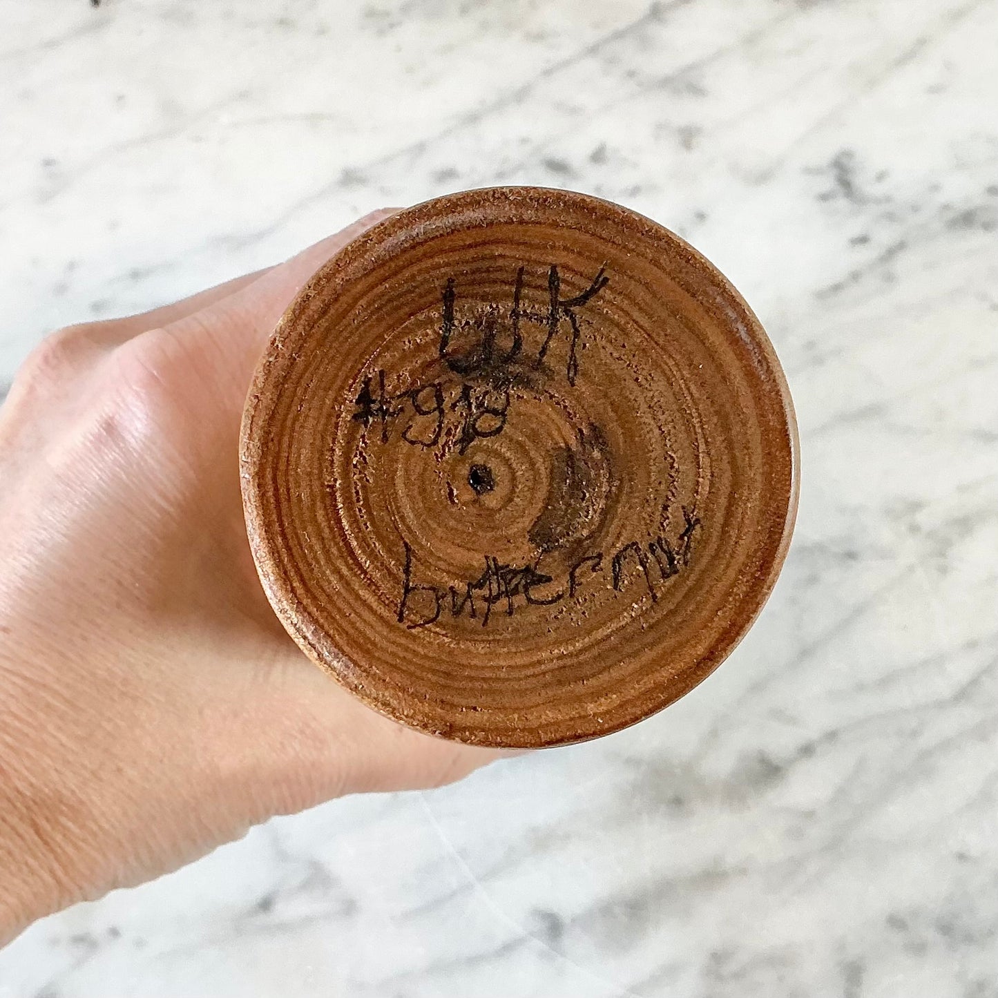 Vintage Turned Wood Vase, 8.5"
