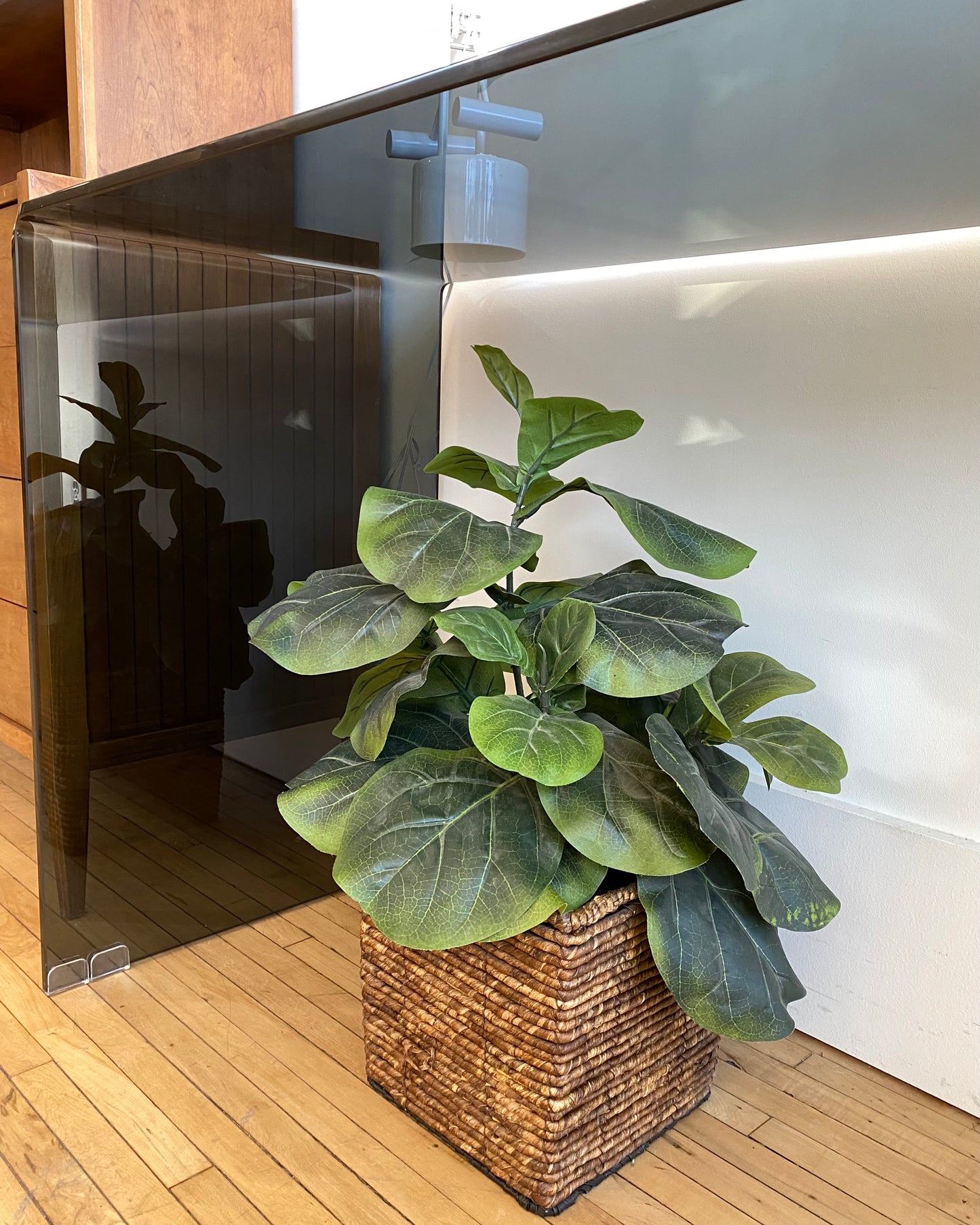 Smoked Glass Waterfall Console Table / Desk