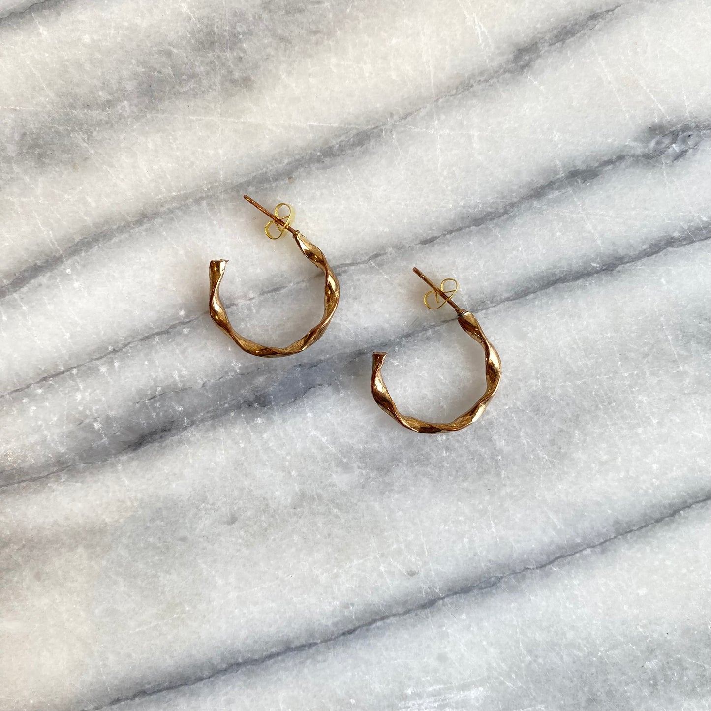 Vintage Twisty Gold Hoop Earrings