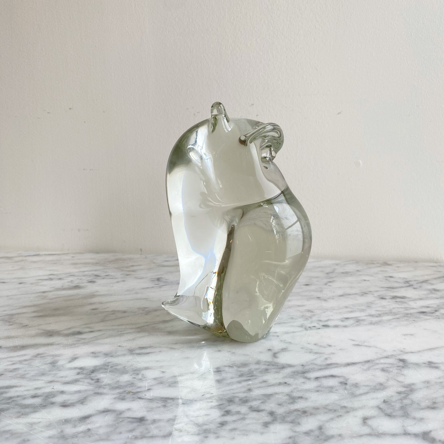 Vintage Glass Owl Paperweight / Sculpture