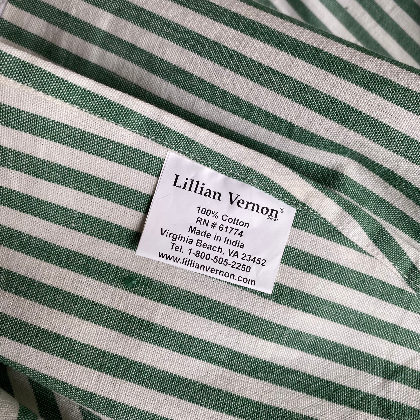 72” Round Green + White Striped Tablecloth