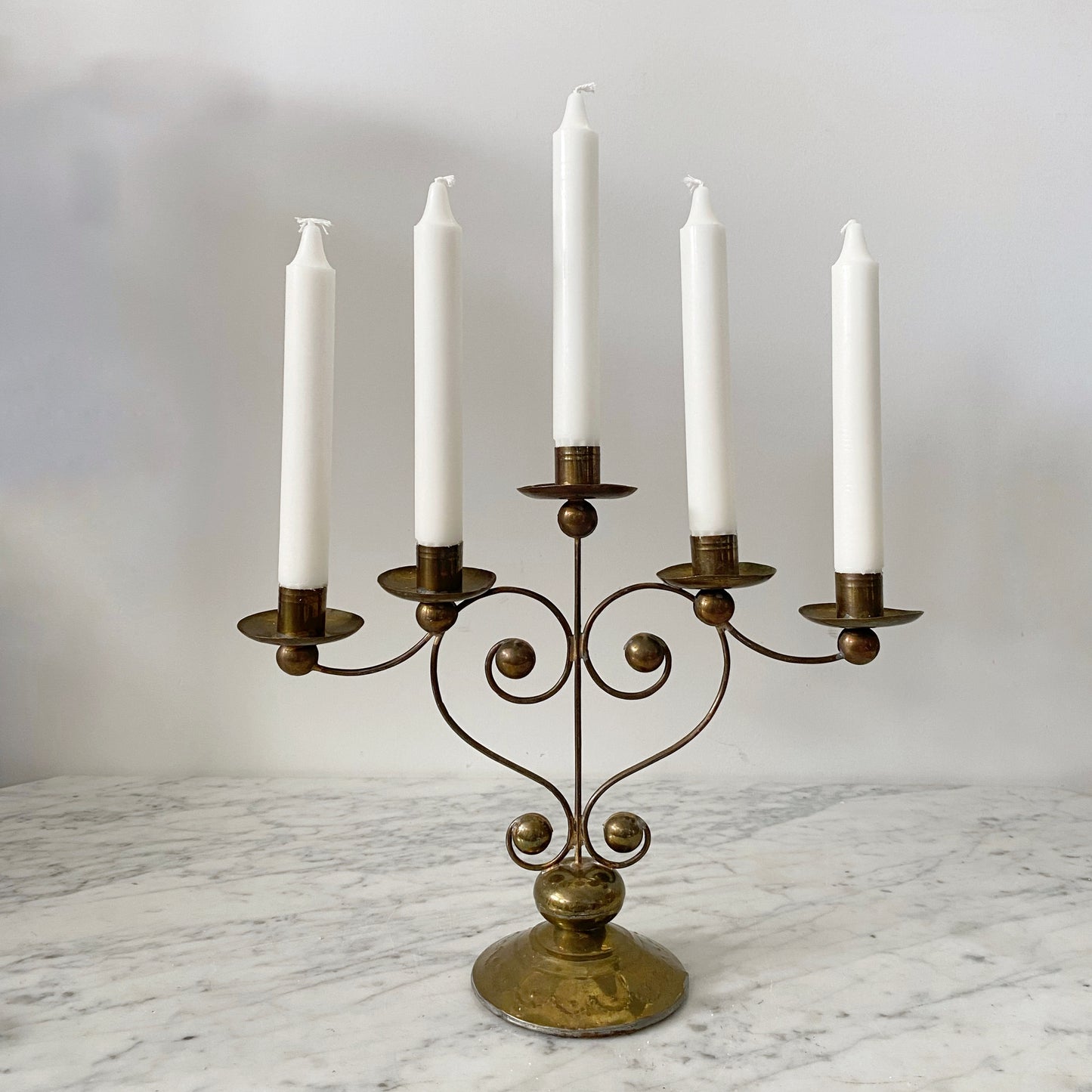 Vintage Pressed Brass Candelabra