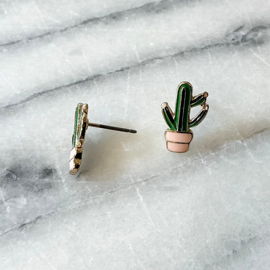 Found Enamel Cactus Earrings