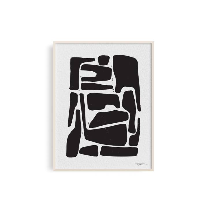 Elongated Shapes III Block Print (11x14)