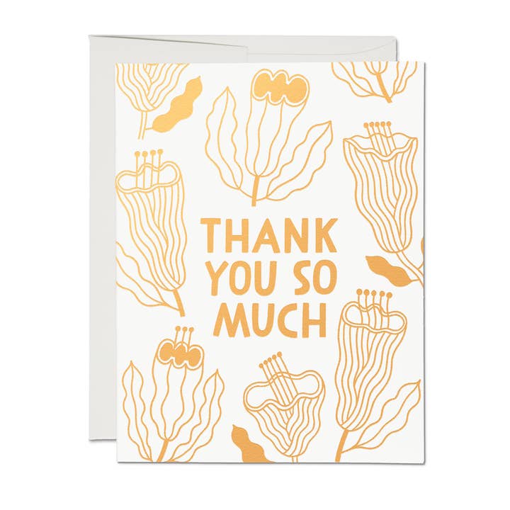 Gold Floral Thank You Greeting Card