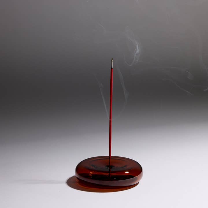 Amber Glass Incense Holder