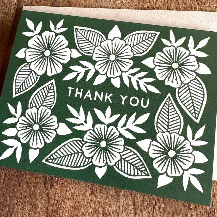 "Thank You" Greeting Card (Green)