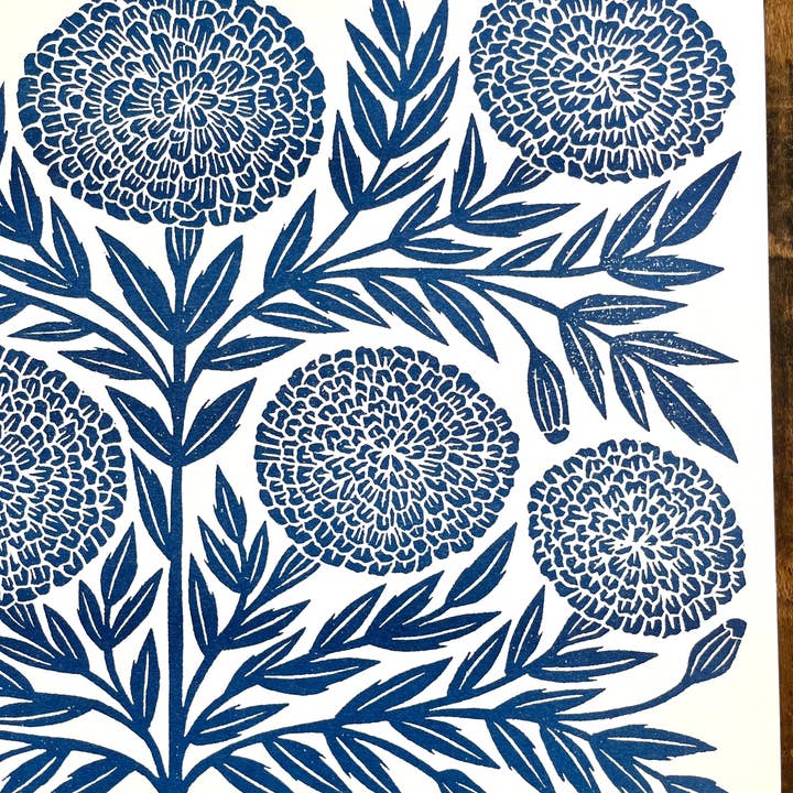 Navy Marigold Risograph Art Print (11 x 14)