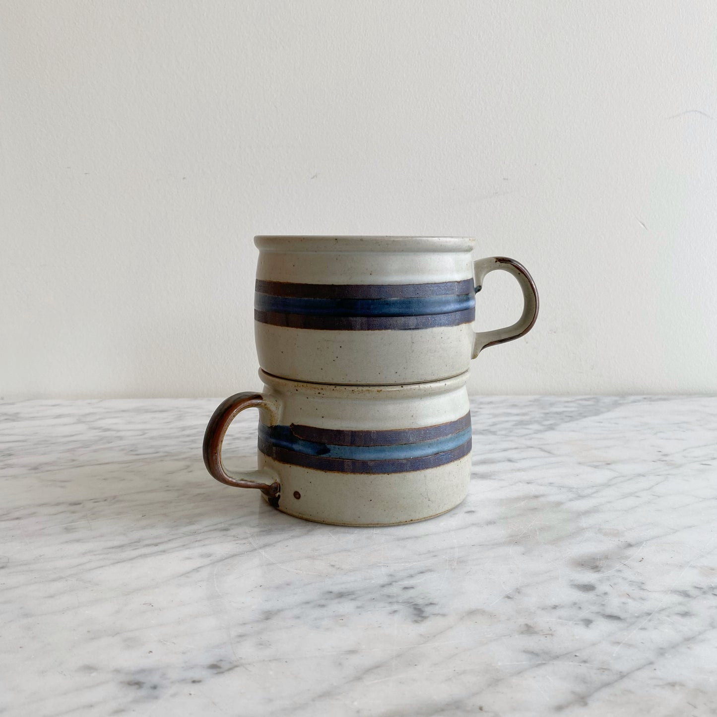 Pair of Vintage Pottery Soup Mugs
