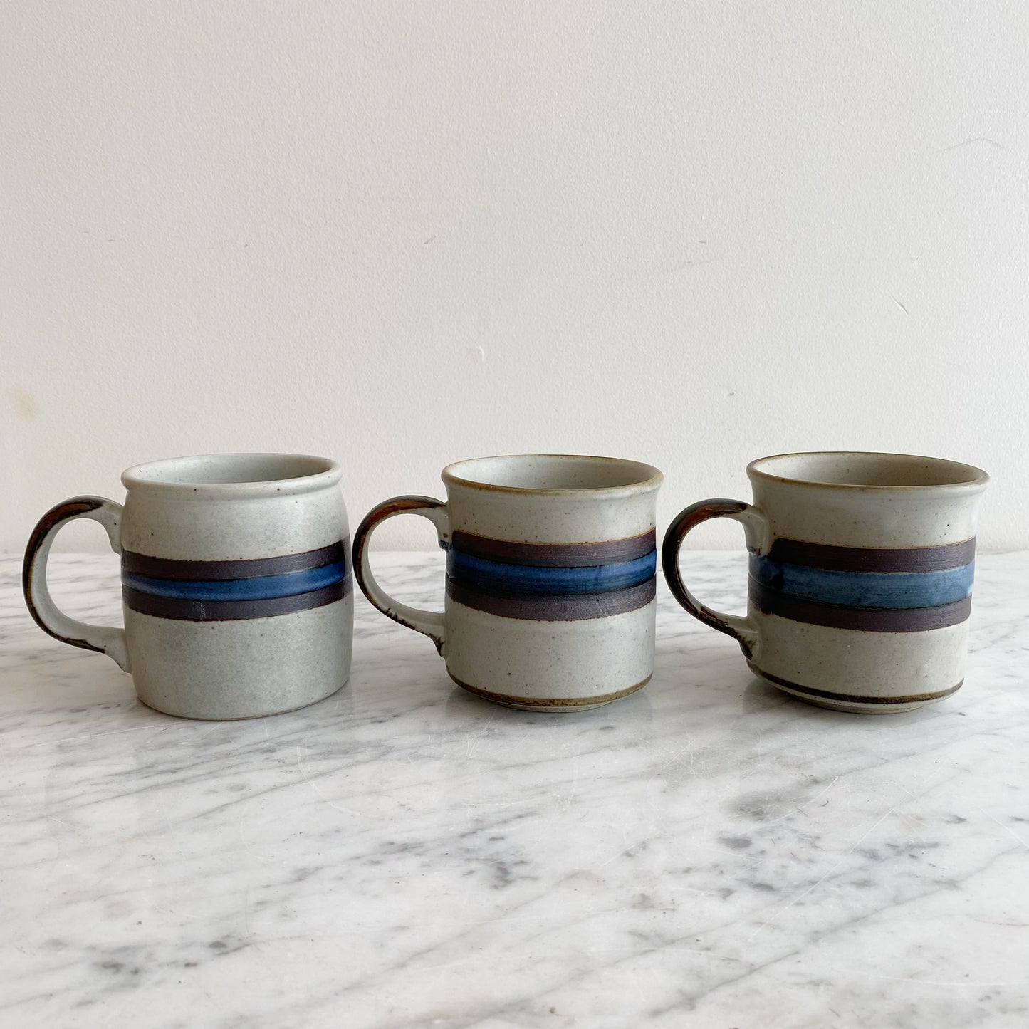 Vintage Pottery Mug with Blue Stripe, Choose