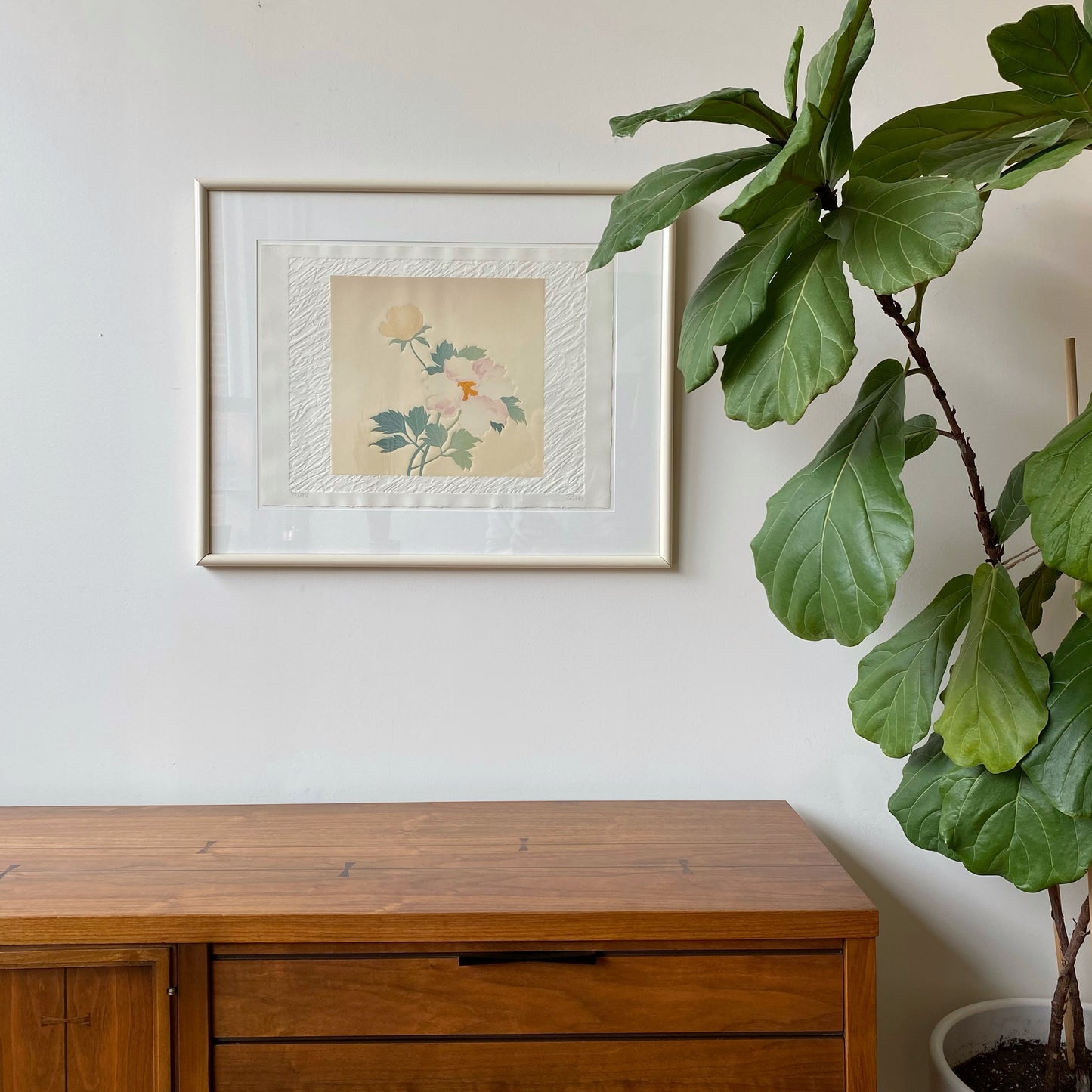 Vintage Framed Original Floral Art Print (23 x 28.5")