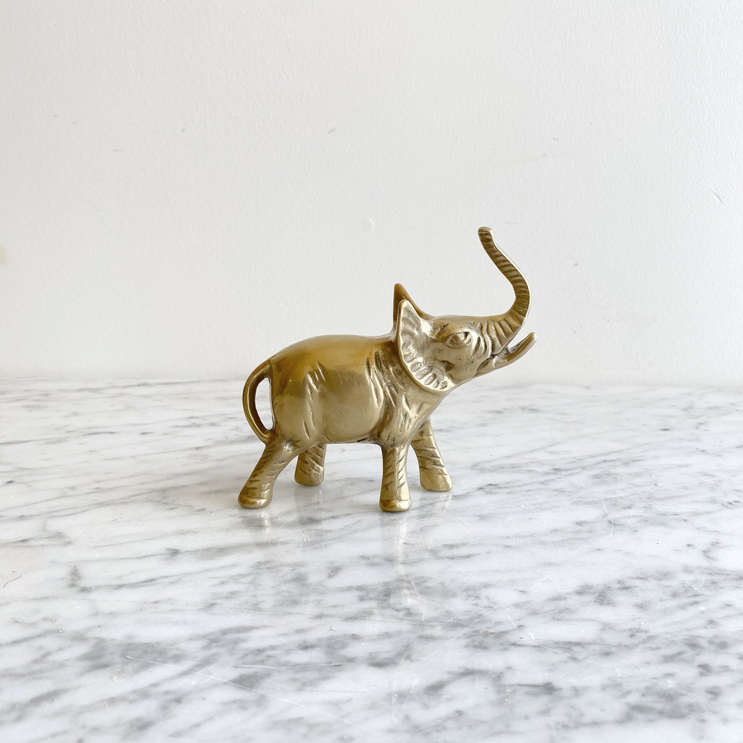 Small Vintage Brass Elephant, 5”