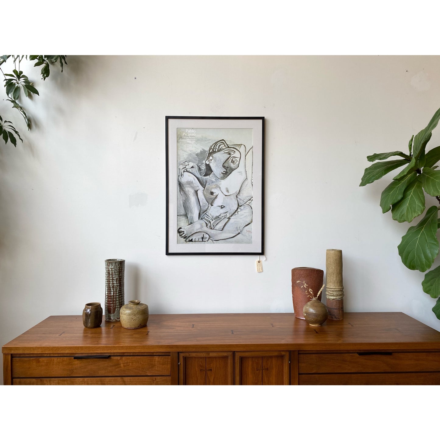Vintage Framed French Picasso Poster Print, "Femme à l'oreiller"