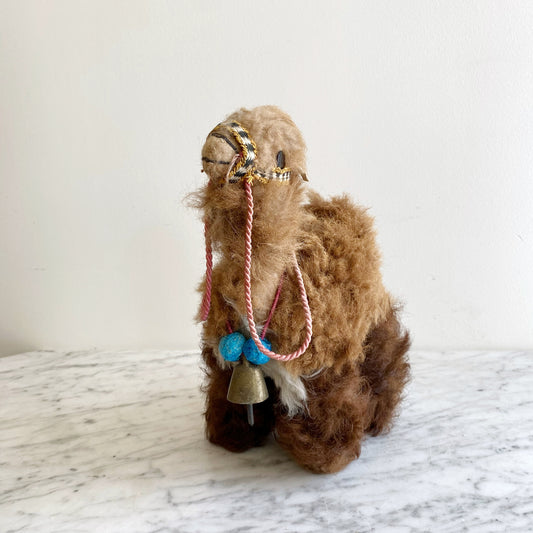 Vintage Wooly Llama Statue / Decor