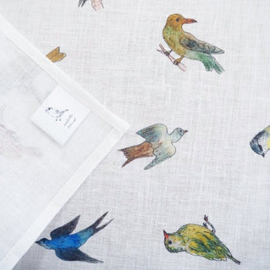 Isabelle Boinot Linen Handkerchief: Birds