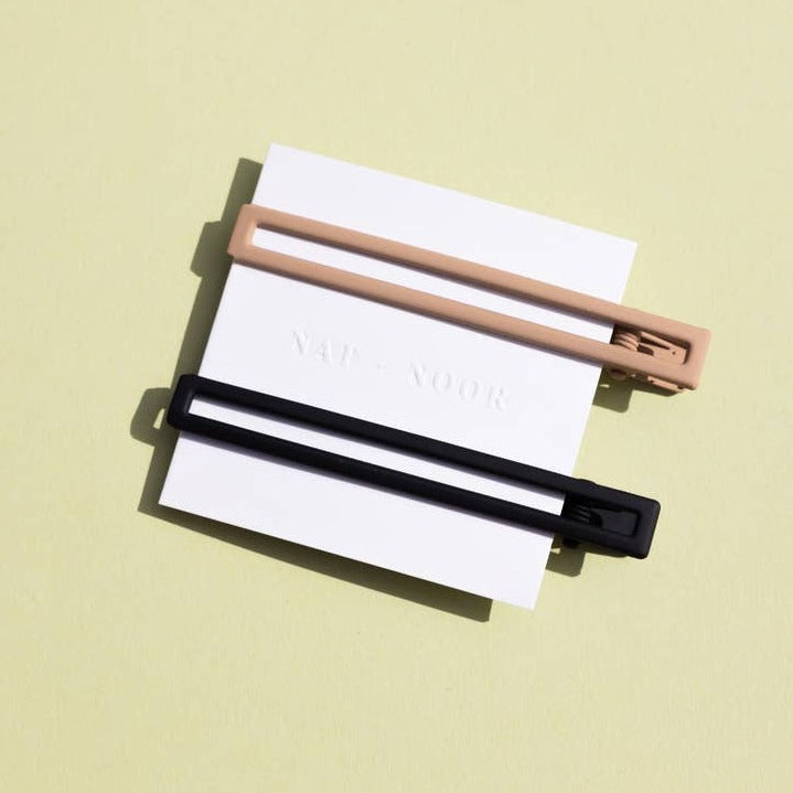 LEIA Hair Clips, Black + Tan