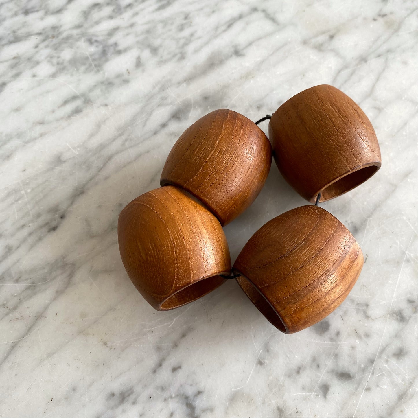 Set of 4 Vintage Teak Napkin Rings
