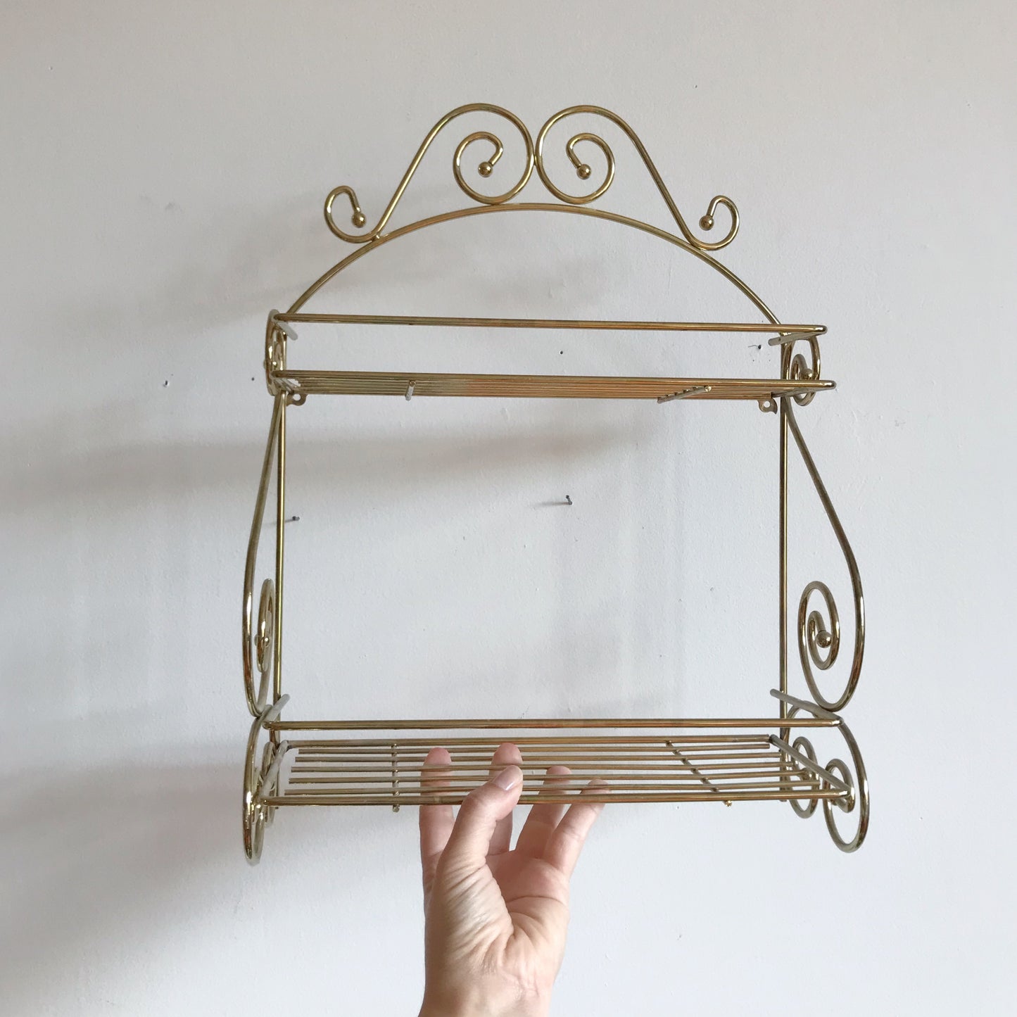 Vintage Gold Wire Wall Shelf