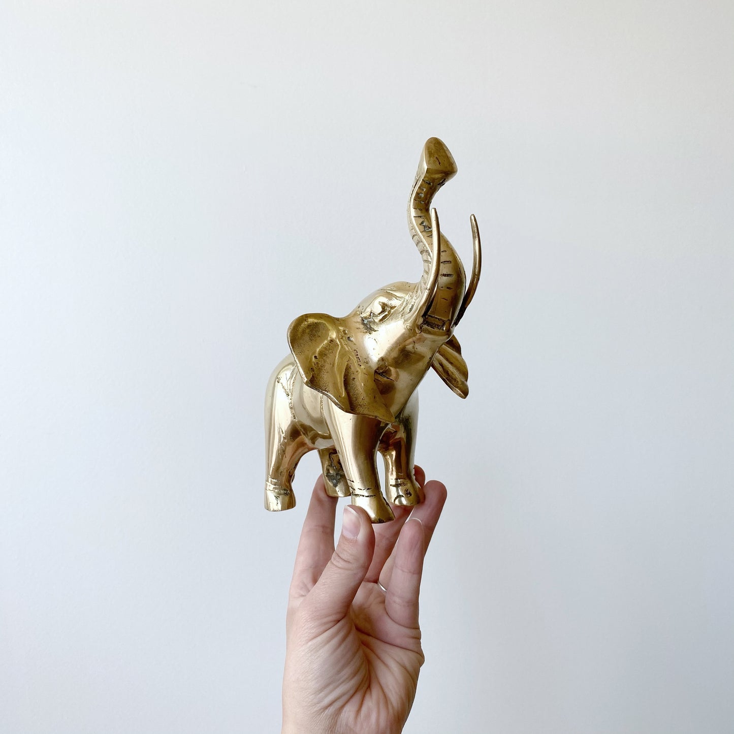 Large Vintage Brass Elephant, 7”
