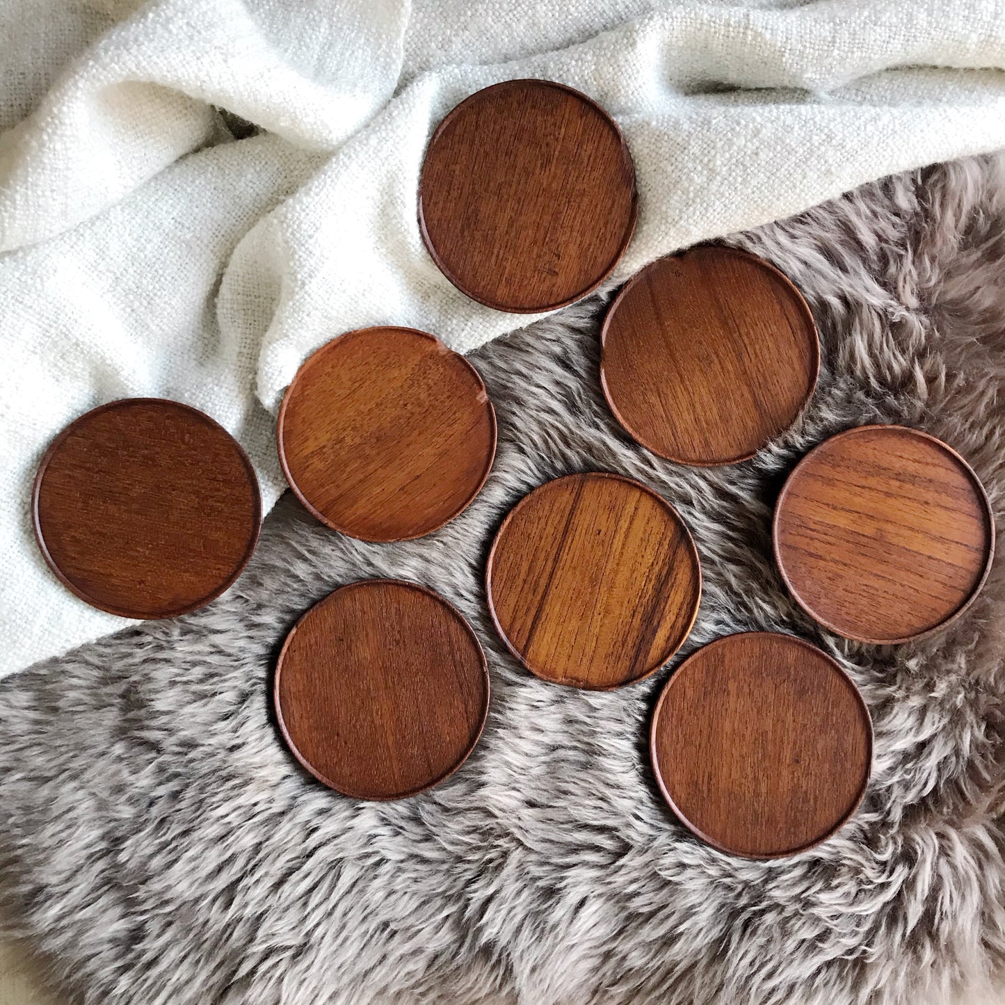Set of 8 Teak Coasters, Frantz M Danmark