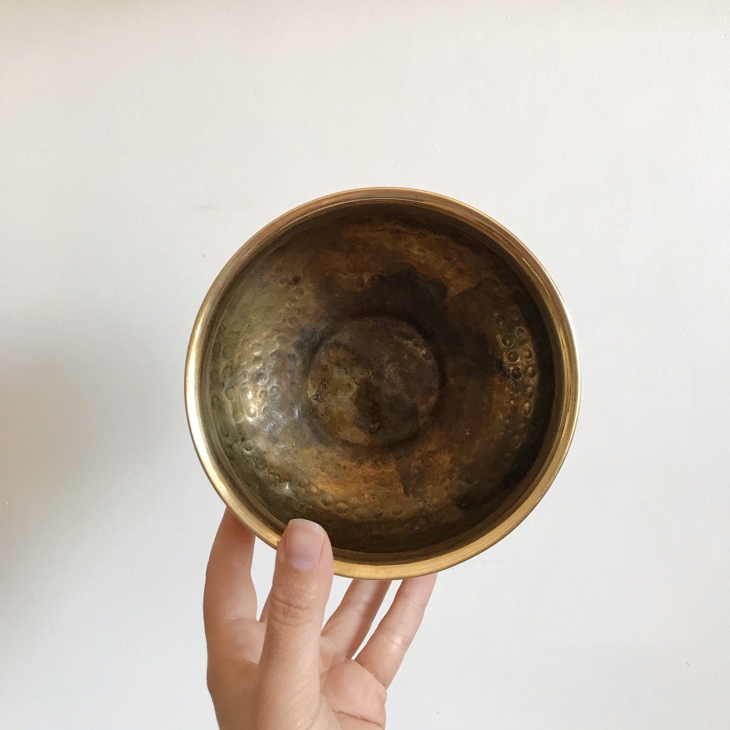Vintage Decorative Hammered Brass Planter