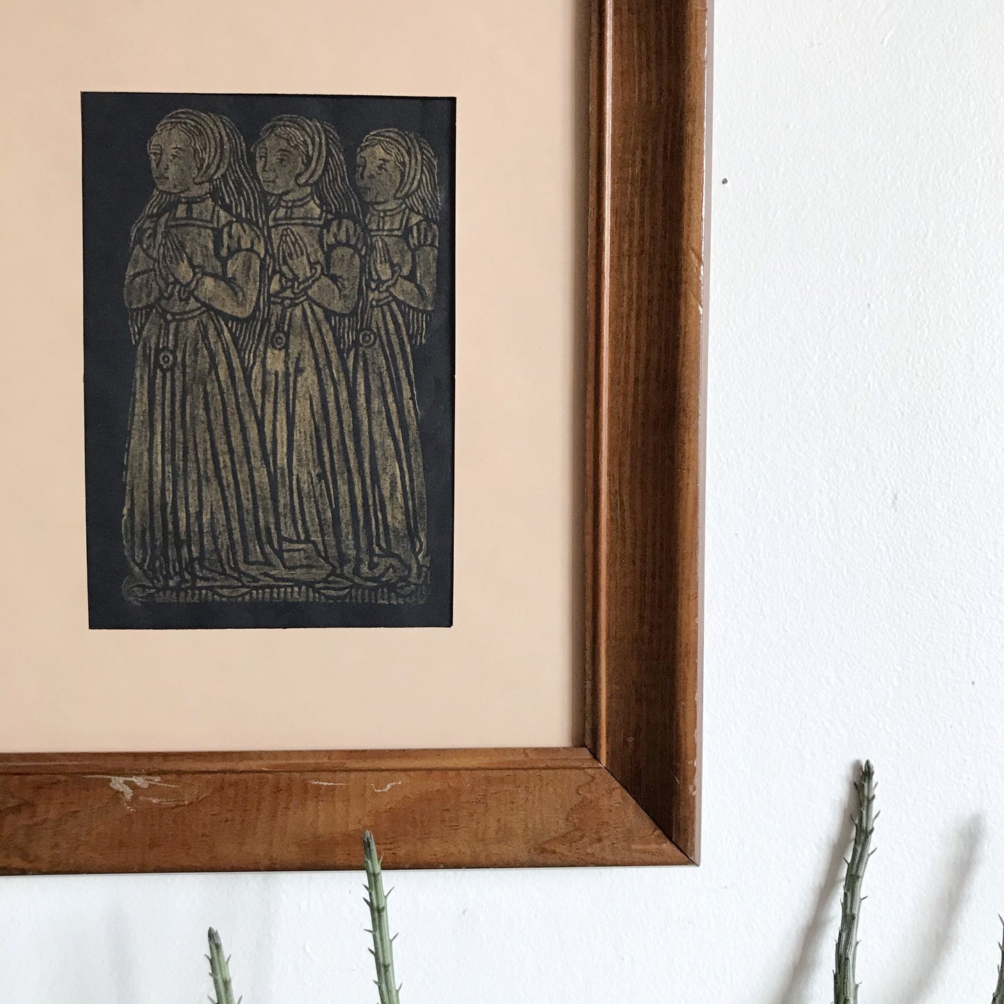 Vintage Framed Print with Figures (10 x 12)