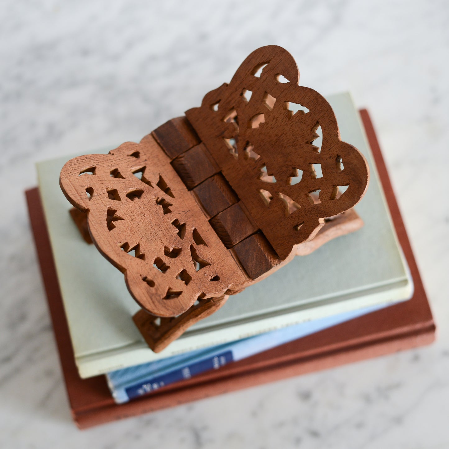 Small Carved Wood Book Stand