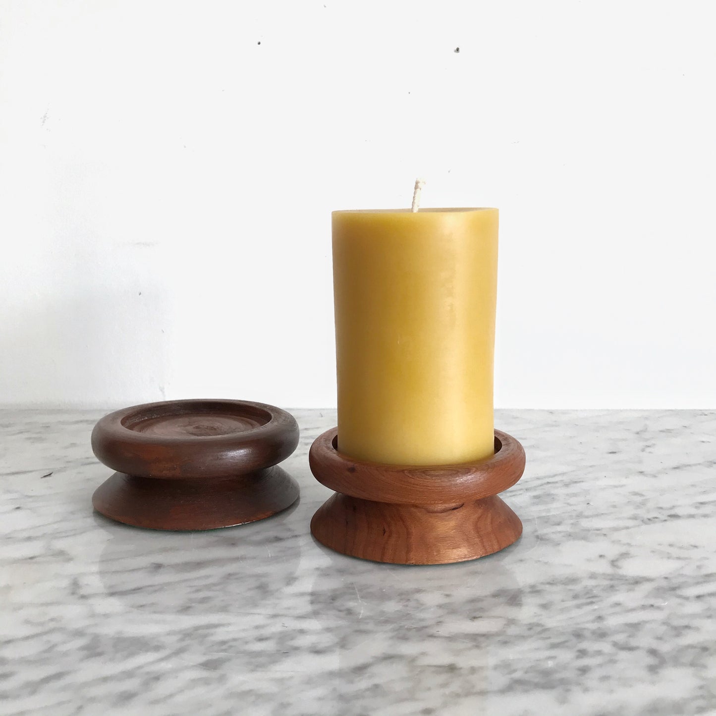 Vintage Wooden Pillar Candle Holder