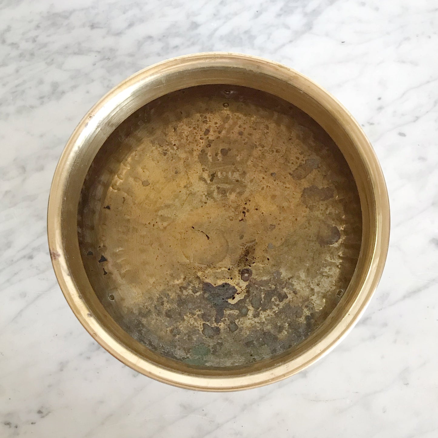Large Vintage Footed Brass Planter