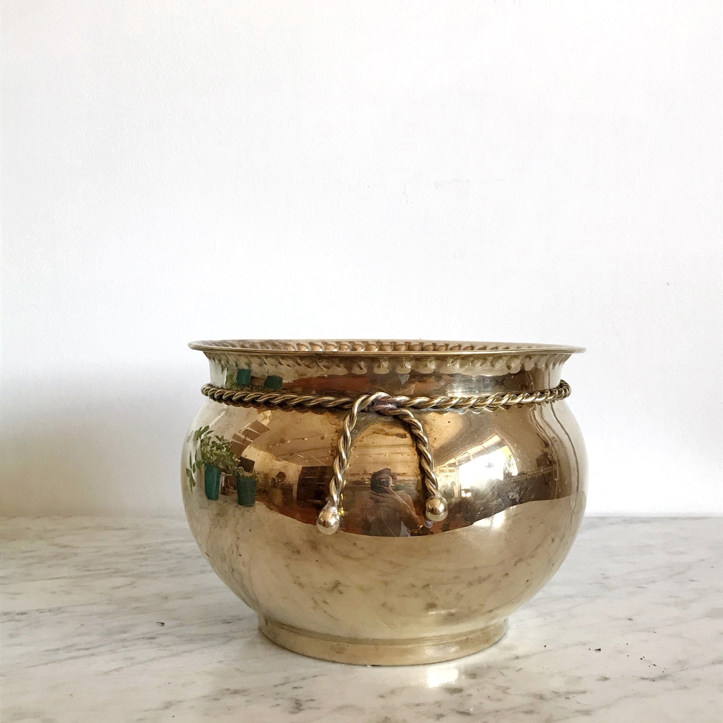 Large Vintage Brass Planter