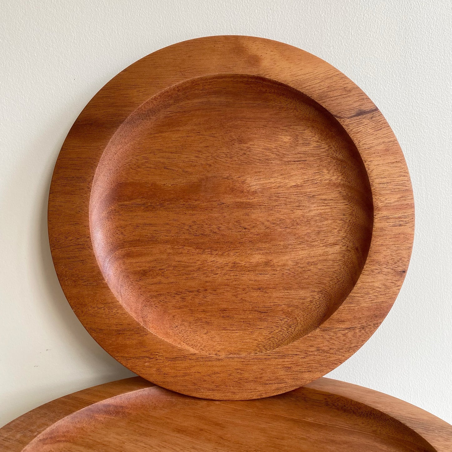 Large Mahogany Wood Plate, 11.5"