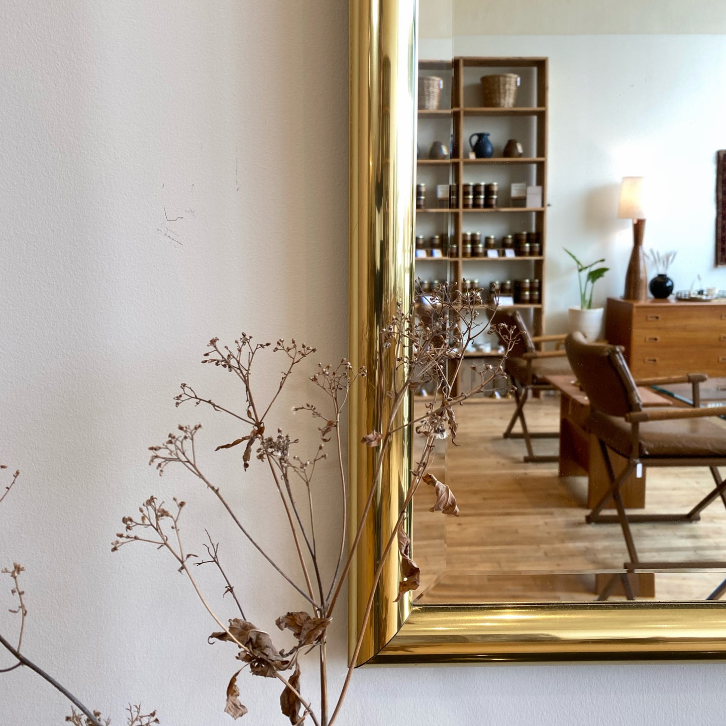 Large Vintage Brass Beveled Mirror (24 x 36)
