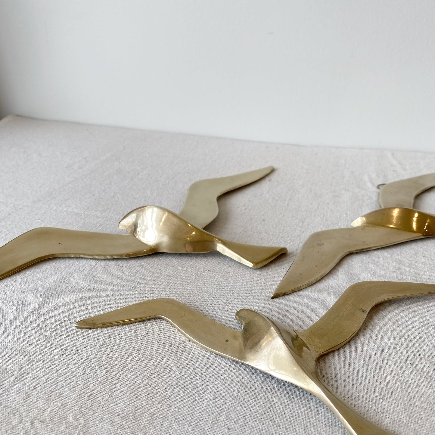Trio of Brass Seagull Wall Hangings
