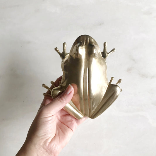 XL Vintage Brass Frog