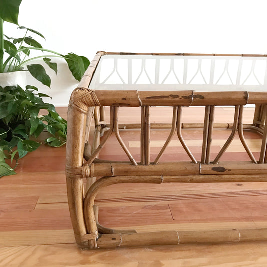 XL Vintage Rattan Coffee Table (38 x 38)