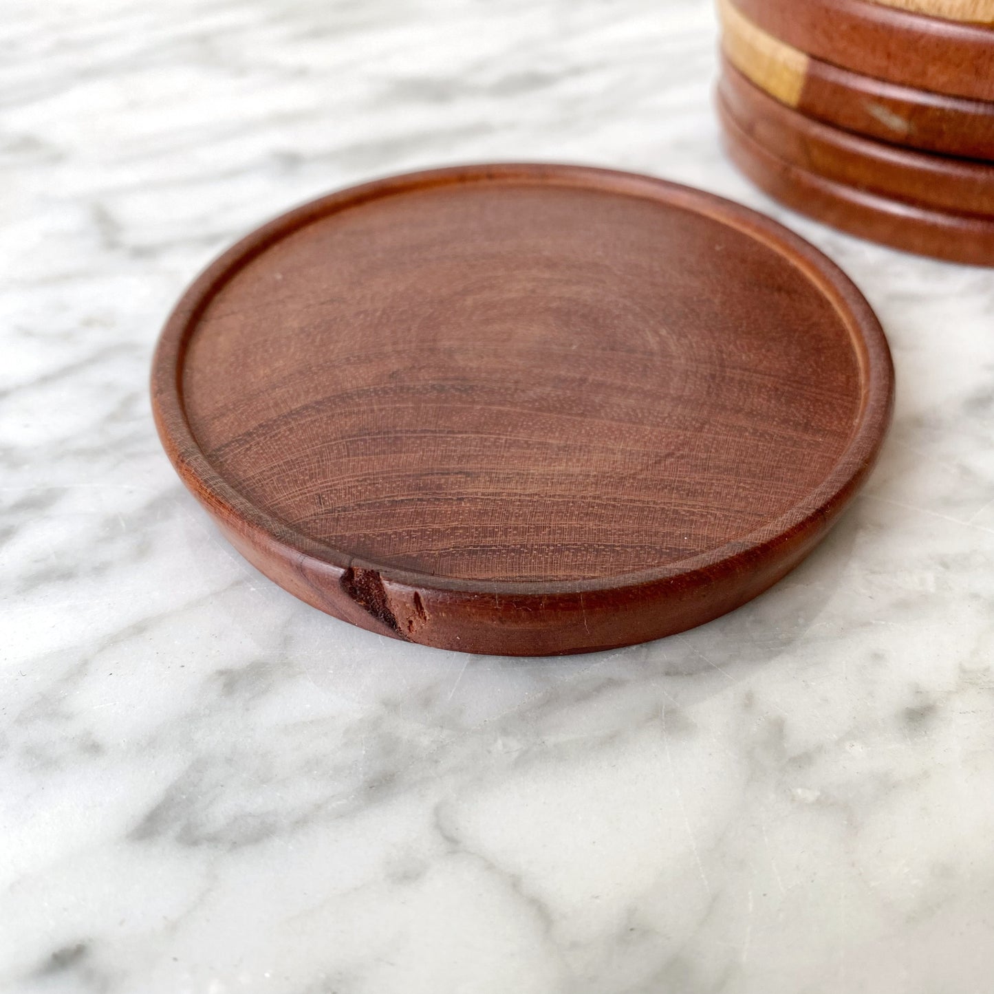 Set of 7 Vintage Wooden Coasters