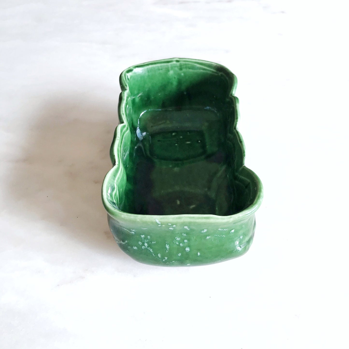Vintage Leafy Green Ceramic Planter