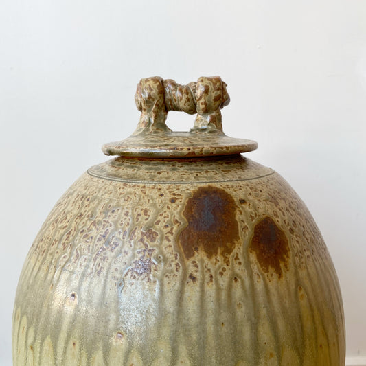 XL Antique Lidded Pottery Vessel