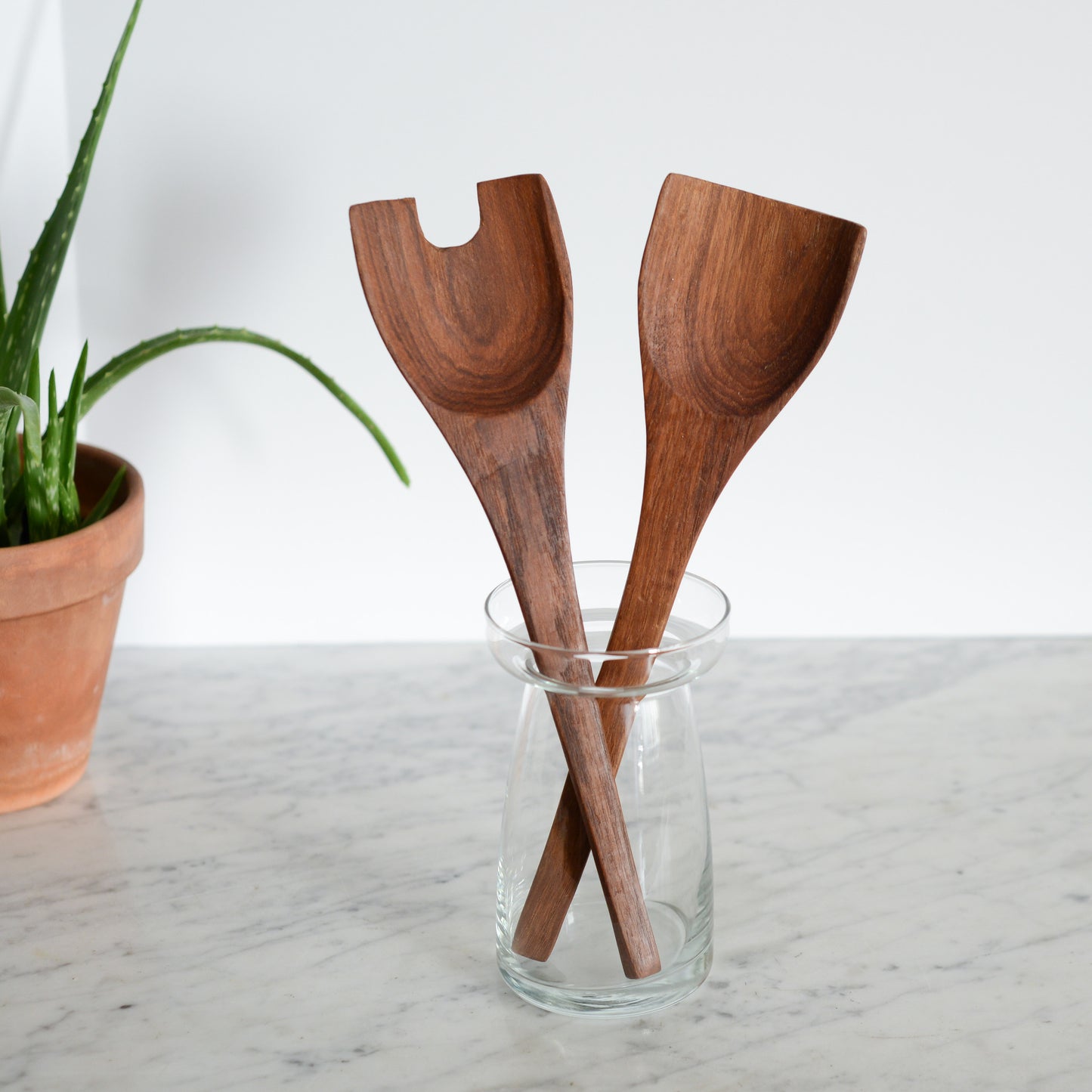 Pair of Wood MCM Serving Utensills