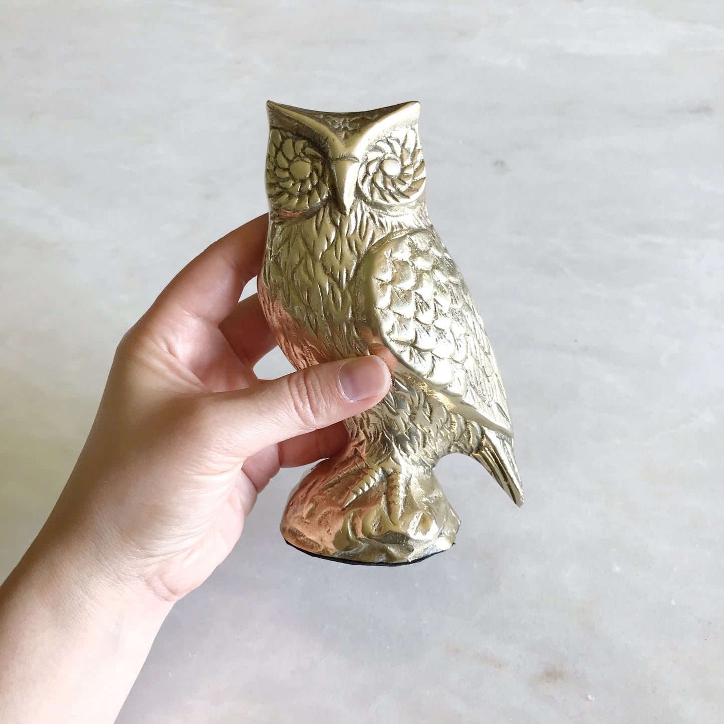 Large Vintage Brass Owl
