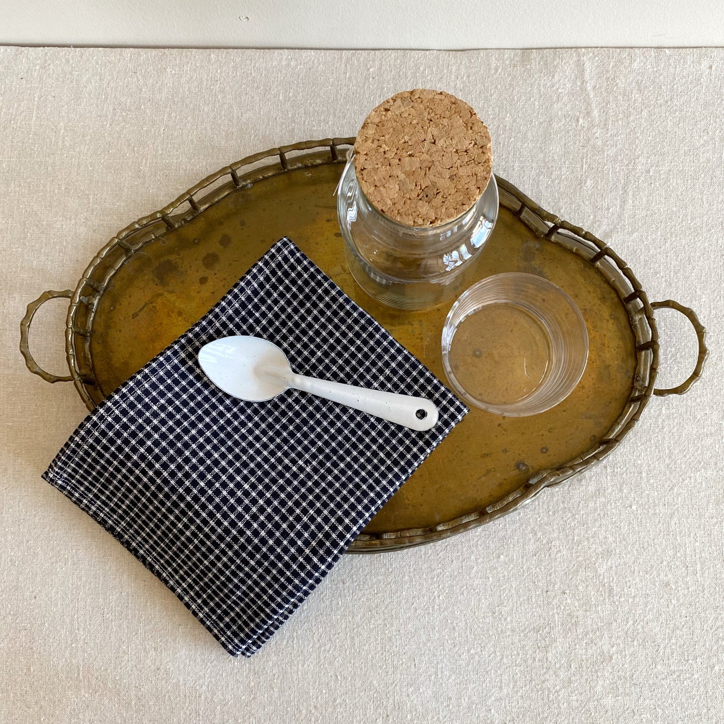 Vintage Brass Tray with Rail