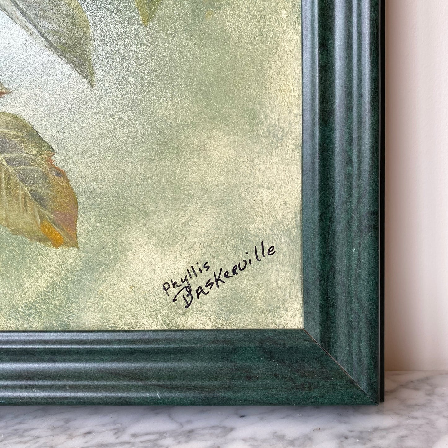 Vintage Framed Bird Painting (15” x 19”)