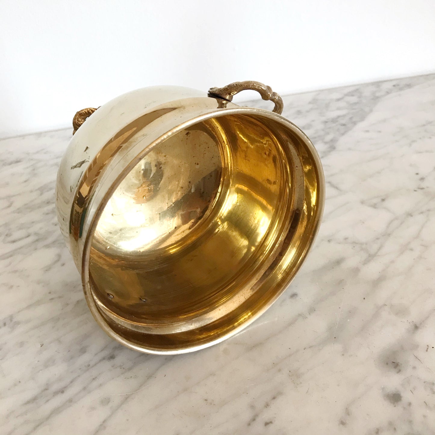 Vintage Footed Brass Planter with Handles